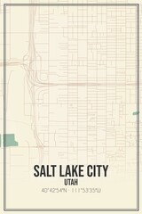 Retro US city map of Salt Lake City, Utah. Vintage street map.