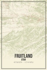 Retro US city map of Fruitland, Utah. Vintage street map.