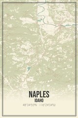 Retro US city map of Naples, Idaho. Vintage street map.