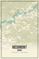 Retro US city map of Medimont, Idaho. Vintage street map.