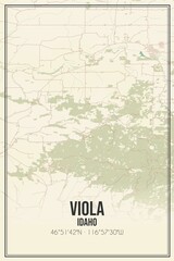 Retro US city map of Viola, Idaho. Vintage street map.