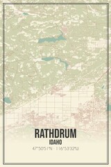 Retro US city map of Rathdrum, Idaho. Vintage street map.