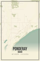 Retro US city map of Ponderay, Idaho. Vintage street map.