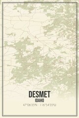 Retro US city map of Desmet, Idaho. Vintage street map.