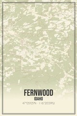 Retro US city map of Fernwood, Idaho. Vintage street map.