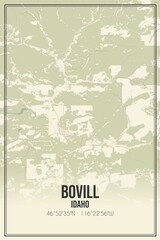 Retro US city map of Bovill, Idaho. Vintage street map.