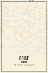 Retro US city map of Boise, Idaho. Vintage street map.