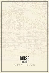 Retro US city map of Boise, Idaho. Vintage street map.