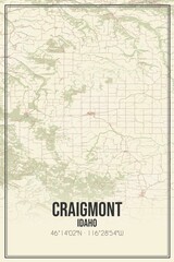 Retro US city map of Craigmont, Idaho. Vintage street map.