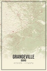 Retro US city map of Grangeville, Idaho. Vintage street map.