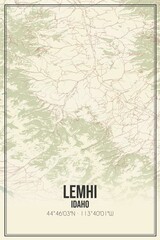 Retro US city map of Lemhi, Idaho. Vintage street map.