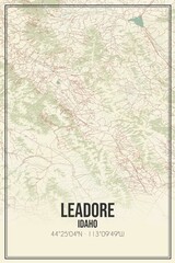 Retro US city map of Leadore, Idaho. Vintage street map.