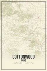 Retro US city map of Cottonwood, Idaho. Vintage street map.