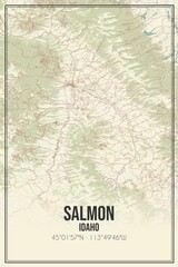 Retro US city map of Salmon, Idaho. Vintage street map.