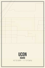 Retro US city map of Ucon, Idaho. Vintage street map.