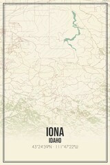 Retro US city map of Iona, Idaho. Vintage street map.