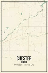 Retro US city map of Chester, Idaho. Vintage street map.