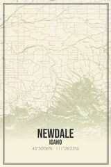 Retro US city map of Newdale, Idaho. Vintage street map.