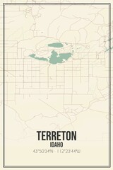Retro US city map of Terreton, Idaho. Vintage street map.