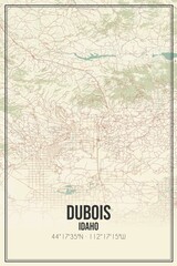 Retro US city map of Dubois, Idaho. Vintage street map.