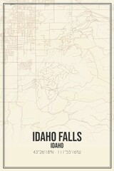 Retro US city map of Idaho Falls, Idaho. Vintage street map.