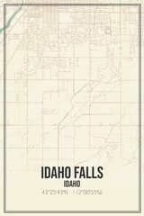 Retro US city map of Idaho Falls, Idaho. Vintage street map.
