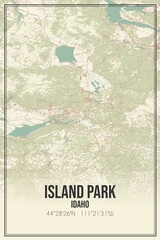 Retro US city map of Island Park, Idaho. Vintage street map.