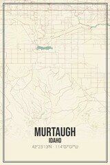 Retro US city map of Murtaugh, Idaho. Vintage street map.