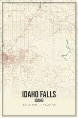 Retro US city map of Idaho Falls, Idaho. Vintage street map.