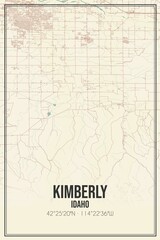 Retro US city map of Kimberly, Idaho. Vintage street map.