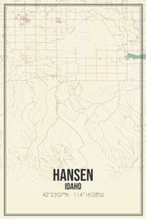 Retro US city map of Hansen, Idaho. Vintage street map.