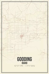 Retro US city map of Gooding, Idaho. Vintage street map.