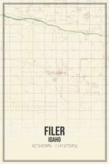 Retro US city map of Filer, Idaho. Vintage street map.