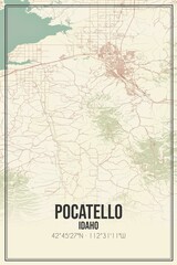 Retro US city map of Pocatello, Idaho. Vintage street map.