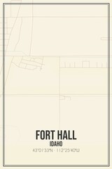 Retro US city map of Fort Hall, Idaho. Vintage street map.