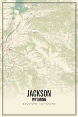 Retro US city map of Jackson, Wyoming. Vintage street map.