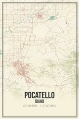 Retro US city map of Pocatello, Idaho. Vintage street map.