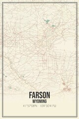 Retro US city map of Farson, Wyoming. Vintage street map.