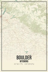 Retro US city map of Boulder, Wyoming. Vintage street map.