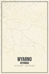 Retro US city map of Wyarno, Wyoming. Vintage street map.