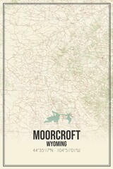 Retro US city map of Moorcroft, Wyoming. Vintage street map.
