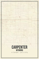 Retro US city map of Carpenter, Wyoming. Vintage street map.