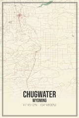 Retro US city map of Chugwater, Wyoming. Vintage street map.