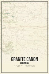 Retro US city map of Granite Canon, Wyoming. Vintage street map.