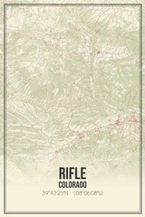 Retro US city map of Rifle, Colorado. Vintage street map.