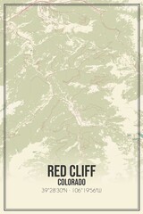 Retro US city map of Red Cliff, Colorado. Vintage street map.