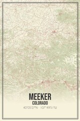 Retro US city map of Meeker, Colorado. Vintage street map.