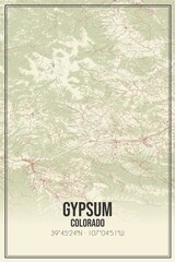 Retro US city map of Gypsum, Colorado. Vintage street map.