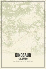 Retro US city map of Dinosaur, Colorado. Vintage street map.
