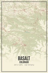 Retro US city map of Basalt, Colorado. Vintage street map.